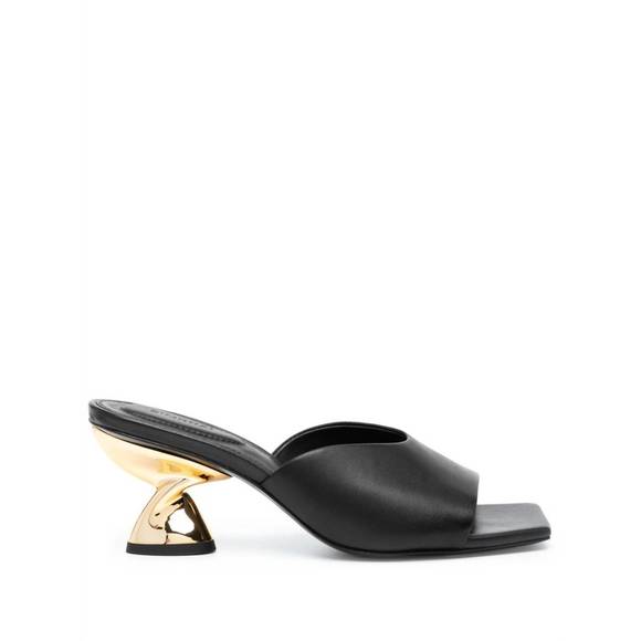 NEW JONATHAN SIMKHAI nixxi twist slip on high heel sandals in black - Picture 4 of 7